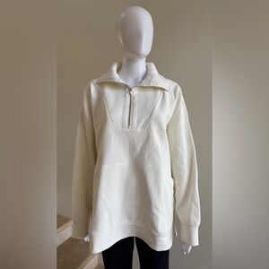 HAVEN WELL WITHIN Varley Ribbed Half Zip Sweater Size Large Ivory